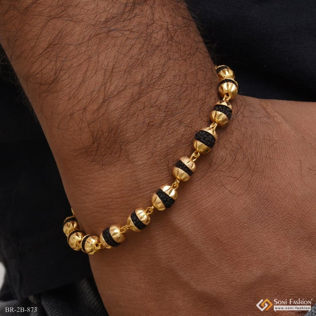 Gold Plated Natural 5 Face Rudraksha Bracelet for Men and Women 4 mm B –  DevikCraft